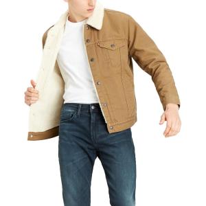 imageLevis Mens Sherpa Lined Trucker Jacket Also Available in Big ampamp TallNew Cougar Canvas