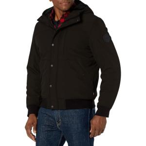 imageLevis Mens Soft Shell Sherpa Lined Hooded Bomber JacketBlack