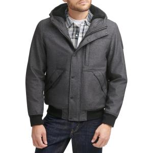 imageLevis Mens Soft Shell Sherpa Lined Hooded Bomber JacketGraphite