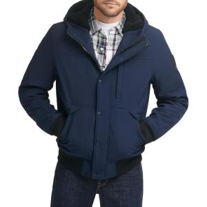 imageLevis Mens Soft Shell Sherpa Lined Hooded Bomber JacketMidnight
