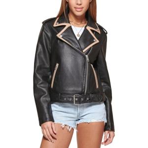 imageLevis Womens Faux Leather Belted Motorcycle Jacket Standard ampamp Plus SizesBlackBiscotti