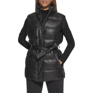 imageLevis Womens Vegan Leather Puffer VestBlack With Belt