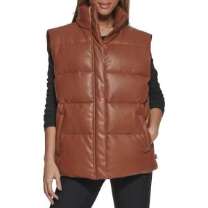 imageLevis Womens Vegan Leather Puffer VestCamel