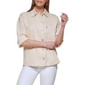 imageLevis womens Cotton Corduroy Shirt Shacket Standard ampamp Plus SizesLight Khaki