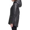imageKenneth Cole Womens Mixed Quilted Down Alternative Puffer CoatCinched Black