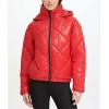 imageKenneth Cole Womens Mixed Quilted Down Alternative Puffer CoatPuffer Red