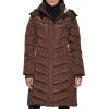 imageKenneth Cole Womens Mixed Quilted Down Alternative Puffer CoatQuilted Puffer Dark Roast