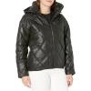 imageKenneth Cole Womens Mixed Quilted Down Alternative Puffer CoatBlack