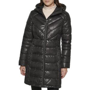 imageKenneth Cole Womens Mixed Quilted Down Alternative Puffer CoatFull Black