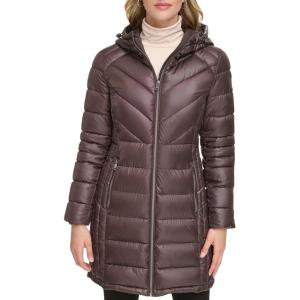 imageKenneth Cole Womens Mixed Quilted Down Alternative Puffer CoatFull Chocolate