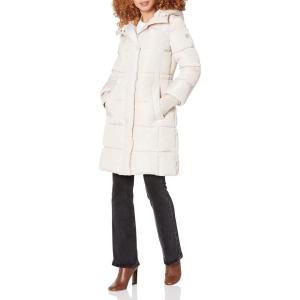 imageKenneth Cole Womens Mixed Quilted Down Alternative Puffer CoatMemory Anork Birch