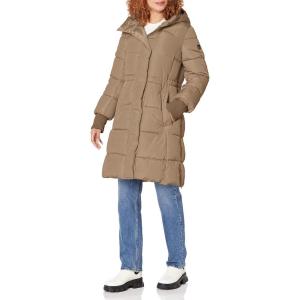 imageKenneth Cole Womens Mixed Quilted Down Alternative Puffer CoatMemory Anork Truffle