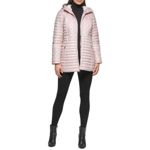 imageKenneth Cole Womens Mixed Quilted Down Alternative Puffer CoatMixed Quilt Rose Dust