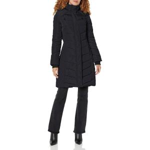 imageKenneth Cole Womens Mixed Quilted Down Alternative Puffer CoatQuilted Puffer Black