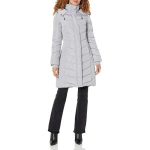 imageKenneth Cole Womens Mixed Quilted Down Alternative Puffer CoatQuilted Puffer Light Grey