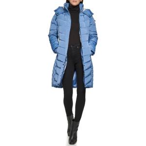 imageKenneth Cole Womens Mixed Quilted Down Alternative Puffer CoatQuilted Puffer Shale