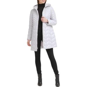 imageKenneth Cole Womens Mixed Quilted Down Alternative Puffer CoatQuilted Silver