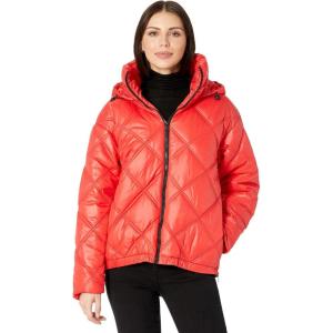 imageKenneth Cole Womens Mixed Quilted Down Alternative Puffer CoatRed