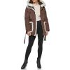 imageKenneth Cole Womens Faux Sherpa Trim Hooded Puffer CoatSherpa Trim Dark Roast