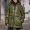 imageKenneth Cole Womens Heavy Weight Mix Media Full Sherpa Lined Puffer JacketHeavyweight Loden