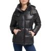 imageKenneth Cole Womens Heavy Weight Mix Media Full Sherpa Lined Puffer JacketHorizontal Zip Black