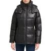 imageKenneth Cole Womens Heavy Weight Mix Media Full Sherpa Lined Puffer JacketHorizontal Zip Black