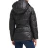 imageKenneth Cole Womens Heavy Weight Mix Media Full Sherpa Lined Puffer JacketHorizontal Zip Black