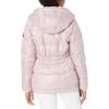 imageKenneth Cole Womens Heavy Weight Mix Media Full Sherpa Lined Puffer JacketHorizontal Zip Pink