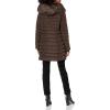 imageKenneth Cole Womens Heavy Weight Mix Media Full Sherpa Lined Puffer JacketWaist Detail Dark Roast