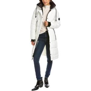 imageKenneth Cole Womens Heavy Weight Mix Media Full Sherpa Lined Puffer JacketBox Quilted White