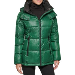 imageKenneth Cole Womens Heavy Weight Mix Media Full Sherpa Lined Puffer JacketDeep Emerald