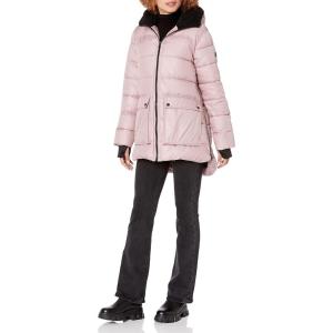 imageKenneth Cole Womens Heavy Weight Mix Media Full Sherpa Lined Puffer JacketHeavyweight Dusty Blush