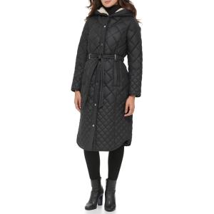 imageKenneth Cole Womens Long Belted Quilted CoatBelted Quilted Black