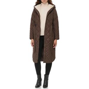 imageKenneth Cole Womens Long Belted Quilted CoatBelted Quilted Chocolate