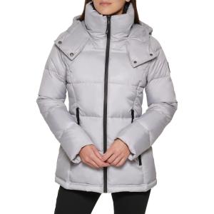 imageKenneth Cole Womens Long Belted Quilted CoatHorizontal Silver