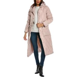 imageKenneth Cole Womens Quilted Long Puffer Stadium JacketDiamond Quilted Rose Dust