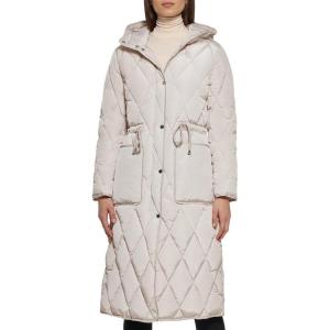 imageKenneth Cole Womens Quilted Long Puffer Stadium JacketDiamond Quilted Tan