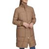 imageAndrew Marc Womens Quilted Rib Knit Collar PufferMushroom