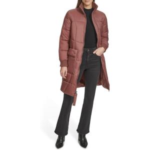 imageAndrew Marc Womens Quilted Rib Knit Collar PufferFig