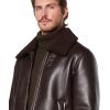 imageAndrew Marc Mens Faux Leather Sherling JacketBrown Cadman
