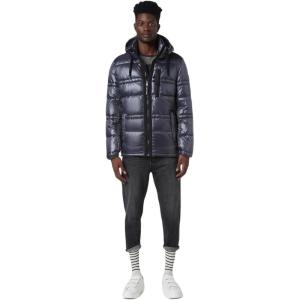 imageAndrew Marc Mens Full Length Puffer JacketMid Length High Shine Asphalt