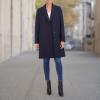 imageCole Haan Womens Asymmetrical Lapel CoatNavy