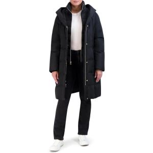 imageCole Haan Womens Taffeta Down Coat with Bib and Set in HoodBlack