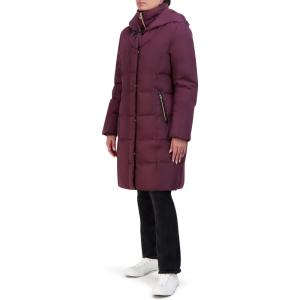 imageCole Haan Womens Taffeta Down Coat with Bib and Set in HoodMerlot
