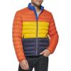imageTommy Hilfiger Mens Ultra Loft Lightweight Packable Puffer Jacket Standard and Big ampamp TallOrangeYellowMidnight Colorblock