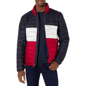 imageTommy Hilfiger Mens Ultra Loft Lightweight Packable Puffer Jacket Standard and Big ampamp TallMidnightWhiteRed