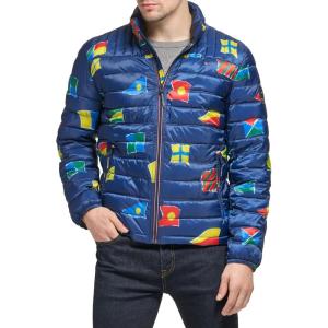 imageTommy Hilfiger Mens Ultra Loft Lightweight Packable Puffer Jacket Standard and Big ampamp TallNavy Flag Print