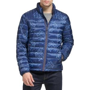 imageTommy Hilfiger Mens Ultra Loft Lightweight Packable Puffer Jacket Standard and Big ampamp TallNavy Th Logo Print