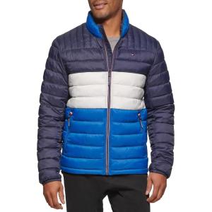 imageTommy Hilfiger Mens Ultra Loft Lightweight Packable Puffer Jacket Standard and Big ampamp TallRoyal Blue Colorblock