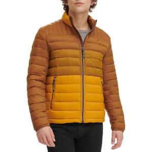 imageTommy Hilfiger Mens Ultra Loft Lightweight Packable Puffer Jacket Standard and Big ampamp TallTanBrown Colorblock